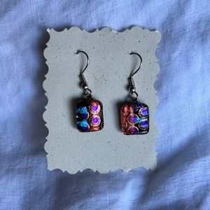 Square boho iridescent earrings